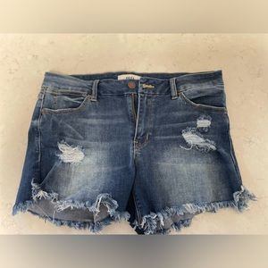 JBD Just Black Denim Distressed Blue Denim Shorts